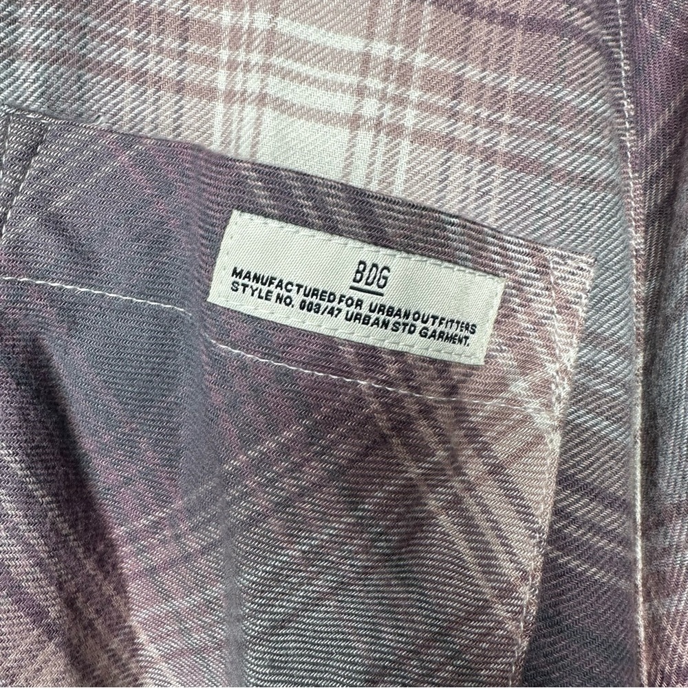 BDG Urban Outfitters NWT Brendan High Low Hem Button Front Flannel Shirt Size XS - Picture 5 of 9